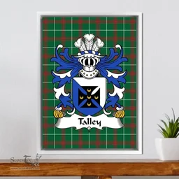 ScotsTee Shop Welsh Talley (Chancellor of St. DavidÕs) Coat of Arms Family Crest Welsh National Tartan Framed Canvas Print