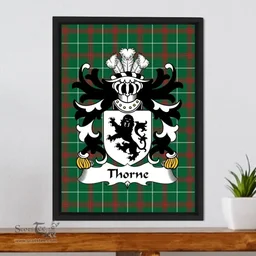 ScotsTee Shop Welsh Thorne (of Shelvock, Shropshire) Coat of Arms Family Crest Welsh National Tartan Framed Canvas Print