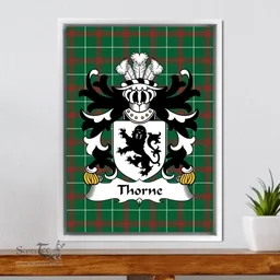 ScotsTee Shop Welsh Thorne (of Shelvock, Shropshire) Coat of Arms Family Crest Welsh National Tartan Framed Canvas Print