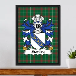 ScotsTee Shop Welsh St Bride (of Pembrokeshire) Coat of Arms Family Crest Welsh National Tartan Framed Canvas Print