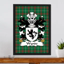 ScotsTee Shop Welsh Wynde (or Weind) Coat of Arms Family Crest Welsh National Tartan Framed Canvas Print