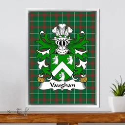 ScotsTee Shop Welsh Vaughan (of Cardiganshire) Coat of Arms Family Crest Welsh National Tartan Framed Canvas Print