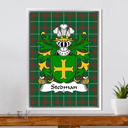 ScotsTee Shop Welsh Stanney ( of Oswestry, Shropshire) Coat of Arms Family Crest Welsh National Tartan Framed Canvas Print
