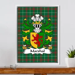 ScotsTee Shop Welsh Marshal (Earls of Pembrokeshire) Coat of Arms Family Crest Welsh National Tartan Framed Canvas Print