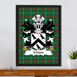 ScotsTee Shop Welsh Urien (RHEGED) Coat of Arms Family Crest Welsh National Tartan Framed Canvas Print