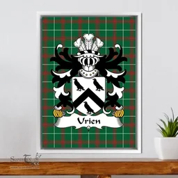 ScotsTee Shop Welsh Urien (RHEGED) Coat of Arms Family Crest Welsh National Tartan Framed Canvas Print