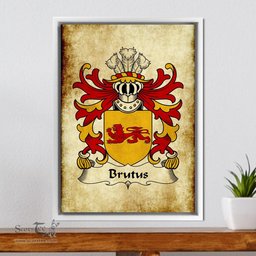 ScotsTee Shop Welsh Brutus (AP JULIUS AB ASCANIUS) Coat of Arms Family Crest Welsh Framed Canvas Print