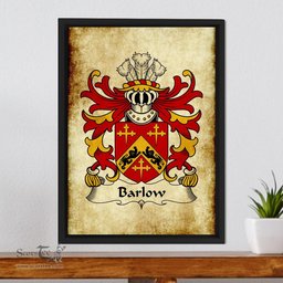 ScotsTee Shop Welsh Barlow (of Slebech) Coat of Arms Family Crest Welsh Framed Canvas Print