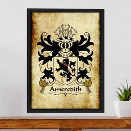 ScotsTee Shop Welsh Ameredith (Meredith of Crediton) Coat of Arms Family Crest Welsh Framed Canvas Print