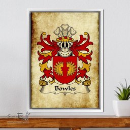 ScotsTee Shop Welsh Bowles (of Penhow, Montgomershire) Coat of Arms Family Crest Welsh Framed Canvas Print