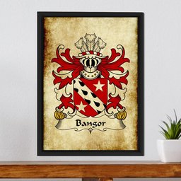 ScotsTee Shop Welsh Bangor (Diocese of) Coat of Arms Family Crest Welsh Framed Canvas Print