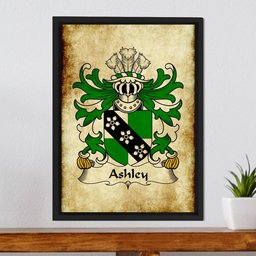 ScotsTee Shop Welsh Ashley (Caernarfon) Coat of Arms Family Crest Welsh Framed Canvas Print