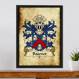 ScotsTee Shop Welsh Basenet (of Flint) Coat of Arms Family Crest Welsh Framed Canvas Print
