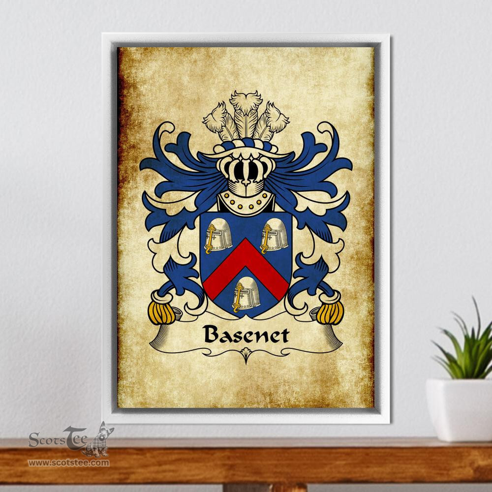 ScotsTee Shop Welsh Basenet (of Flint) Coat of Arms Family Crest Welsh Framed Canvas Print