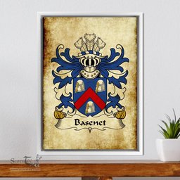 ScotsTee Shop Welsh Basenet (of Flint) Coat of Arms Family Crest Welsh Framed Canvas Print