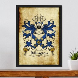 ScotsTee Shop Welsh Billington (of Flint) Coat of Arms Family Crest Welsh Framed Canvas Print
