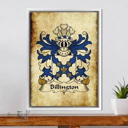 ScotsTee Shop Welsh Billington (of Flint) Coat of Arms Family Crest Welsh Framed Canvas Print