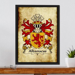 ScotsTee Shop Welsh Albanacus (Son of Brutus) Coat of Arms Family Crest Welsh Framed Canvas Print