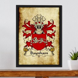 ScotsTee Shop Welsh Baynham (AP EINION) Coat of Arms Family Crest Welsh Framed Canvas Print