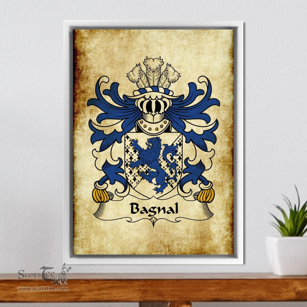 ScotsTee Shop Welsh Bagnal (of Anglesey) Coat of Arms Family Crest Welsh Framed Canvas Print
