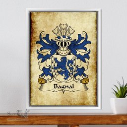 ScotsTee Shop Welsh Bagnal (of Anglesey) Coat of Arms Family Crest Welsh Framed Canvas Print