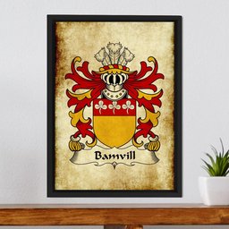 ScotsTee Shop Welsh Bamvill (or Bambil) Coat of Arms Family Crest Welsh Framed Canvas Print