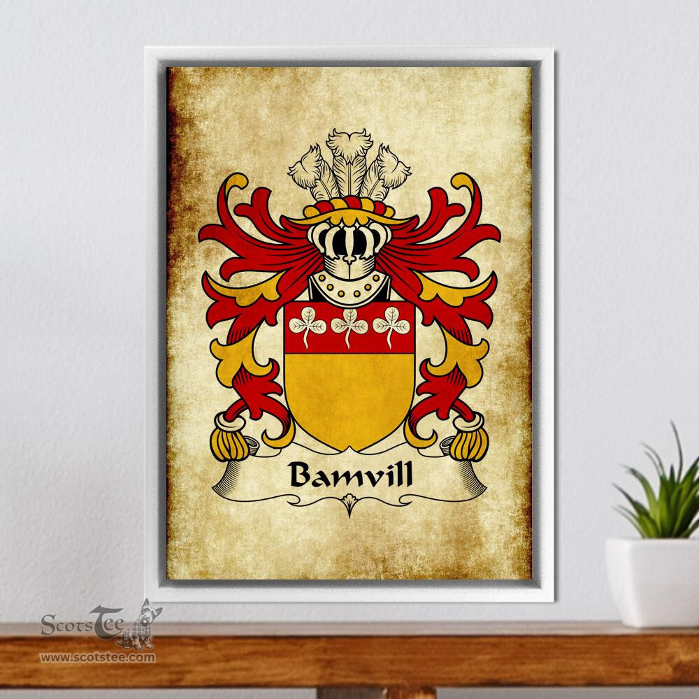 ScotsTee Shop Welsh Bamvill (or Bambil) Coat of Arms Family Crest Welsh Framed Canvas Print