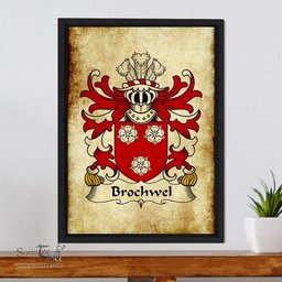 ScotsTee Shop Welsh Brochwel (AP MOELYN) Coat of Arms Family Crest Welsh Framed Canvas Print