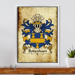 ScotsTee Shop Welsh Bodenham (of Rotherwas, Hereforshire) Coat of Arms Family Crest Welsh Framed Canvas Print