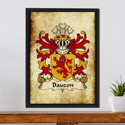 ScotsTee Shop Welsh Bauzon (or Bawson, of Glamorgan) Coat of Arms Family Crest Welsh Framed Canvas Print
