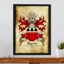 ScotsTee Shop Welsh Barret Coat of Arms Family Crest Welsh Framed Canvas Print