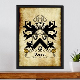 ScotsTee Shop Welsh Basset (of Glamorgan) Coat of Arms Family Crest Welsh Framed Canvas Print