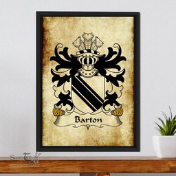 ScotsTee Shop Welsh Barton Coat of Arms Family Crest Welsh Framed Canvas Print