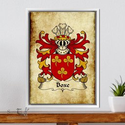 ScotsTee Shop Welsh Boxe (or Coxe, South Wales) Coat of Arms Family Crest Welsh Framed Canvas Print