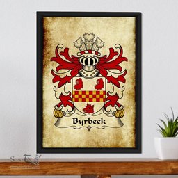 ScotsTee Shop Welsh Byrbeck (Vicar of Lamphey, Pembrokeshire) Coat of Arms Family Crest Welsh Framed Canvas Print