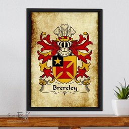 ScotsTee Shop Welsh Brereley or Brierley Coat of Arms Family Crest Welsh Framed Canvas Print