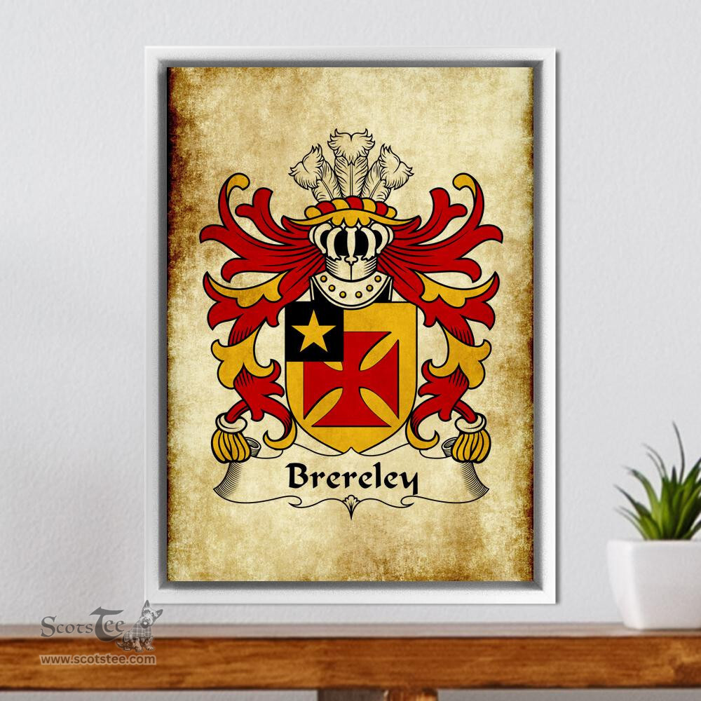 ScotsTee Shop Welsh Brereley or Brierley Coat of Arms Family Crest Welsh Framed Canvas Print