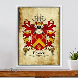 ScotsTee Shop Welsh Bowen (of Pentre Ifan, Pembrokeshire) Coat of Arms Family Crest Welsh Framed Canvas Print