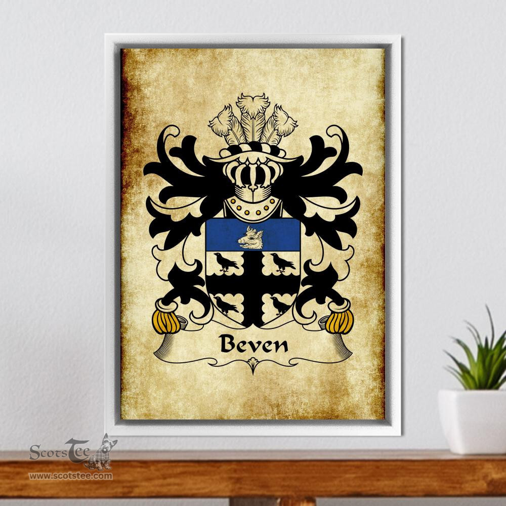 ScotsTee Shop Welsh Beven (or Bevan) Coat of Arms Family Crest Welsh Framed Canvas Print