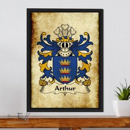 ScotsTee Shop Welsh Arthur II (ab uthr pendragon-King Arthur) Coat of Arms Family Crest Welsh Framed Canvas Print