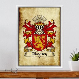 ScotsTee Shop Welsh Blayney (Elystan Glodrydd) Coat of Arms Family Crest Welsh Framed Canvas Print