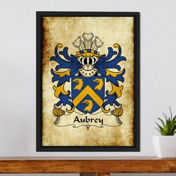 ScotsTee Shop Welsh Aubrey (of Breconshire) Coat of Arms Family Crest Welsh Framed Canvas Print