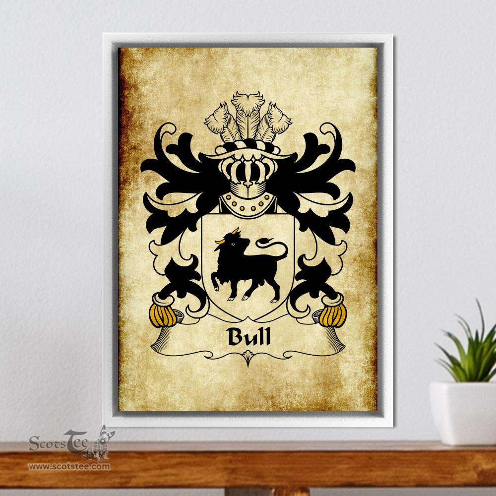 ScotsTee Shop Welsh Bull (of Oswestry) Coat of Arms Family Crest Welsh Framed Canvas Print