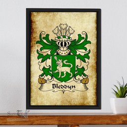 ScotsTee Shop Welsh Bleddyn (AP MAENYRCH) Coat of Arms Family Crest Welsh Framed Canvas Print