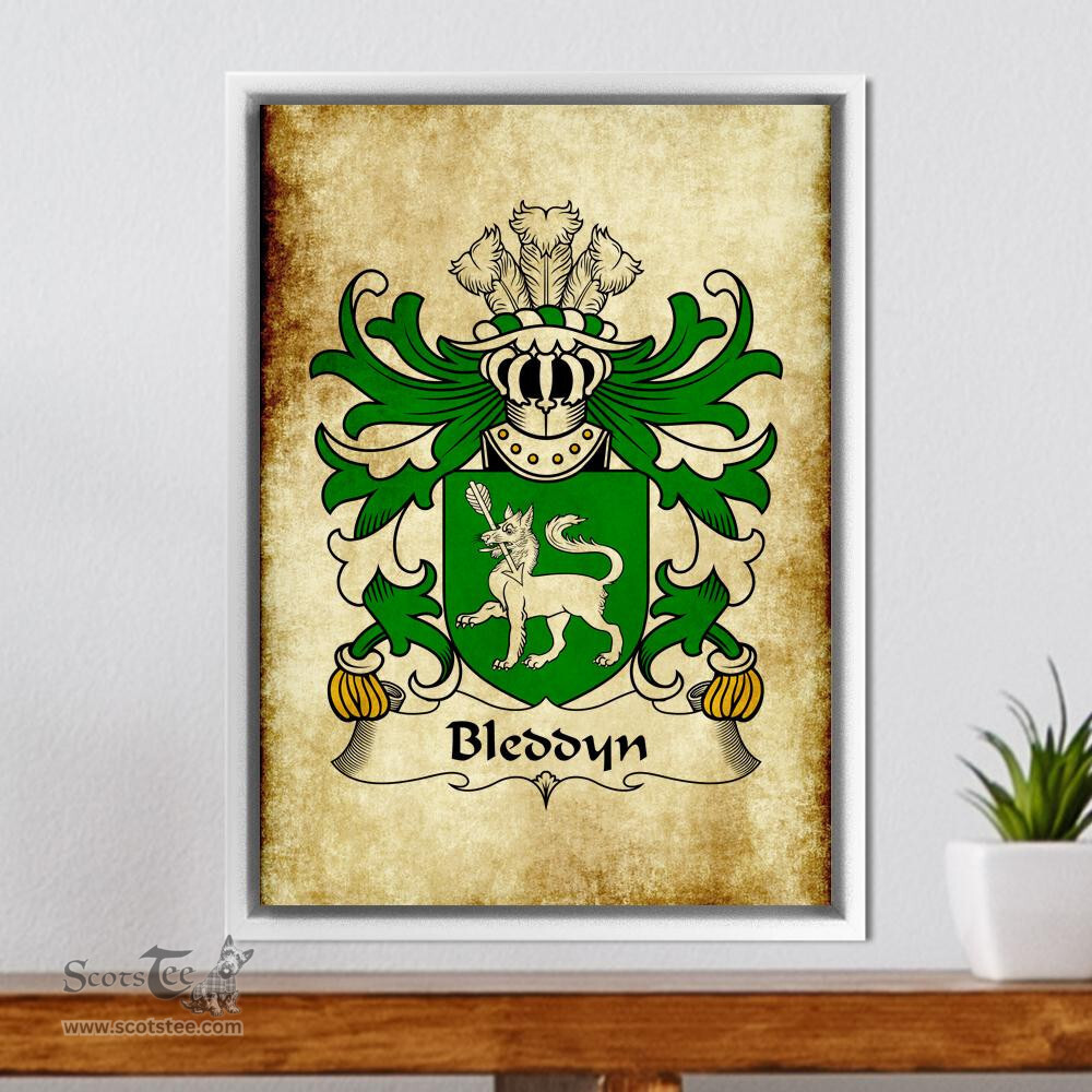 ScotsTee Shop Welsh Bleddyn (AP MAENYRCH) Coat of Arms Family Crest Welsh Framed Canvas Print