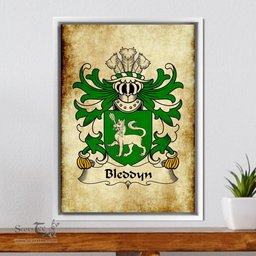 ScotsTee Shop Welsh Bleddyn (AP MAENYRCH) Coat of Arms Family Crest Welsh Framed Canvas Print