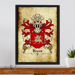 ScotsTee Shop Welsh Brent (of Pembrokeshire) Coat of Arms Family Crest Welsh Framed Canvas Print