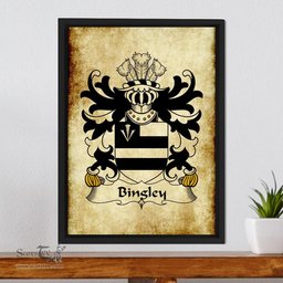 ScotsTee Shop Welsh Bingley (of Flint) Coat of Arms Family Crest Welsh Framed Canvas Print
