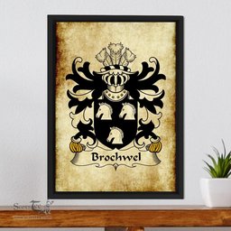ScotsTee Shop Welsh Brochwel (YSGITHROG) Coat of Arms Family Crest Welsh Framed Canvas Print