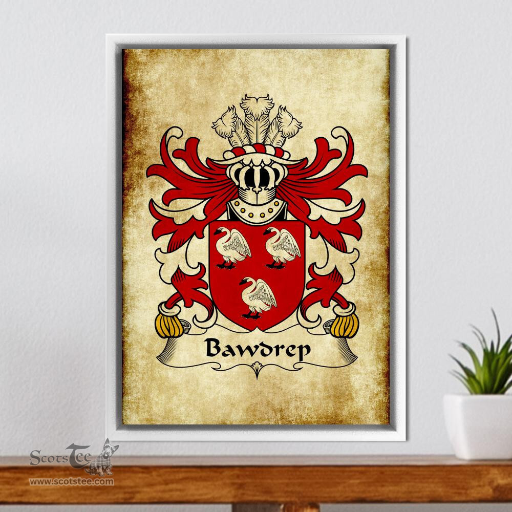 ScotsTee Shop Welsh Bawdrep (of Pen-marc, Glamorgan) Coat of Arms Family Crest Welsh Framed Canvas Print